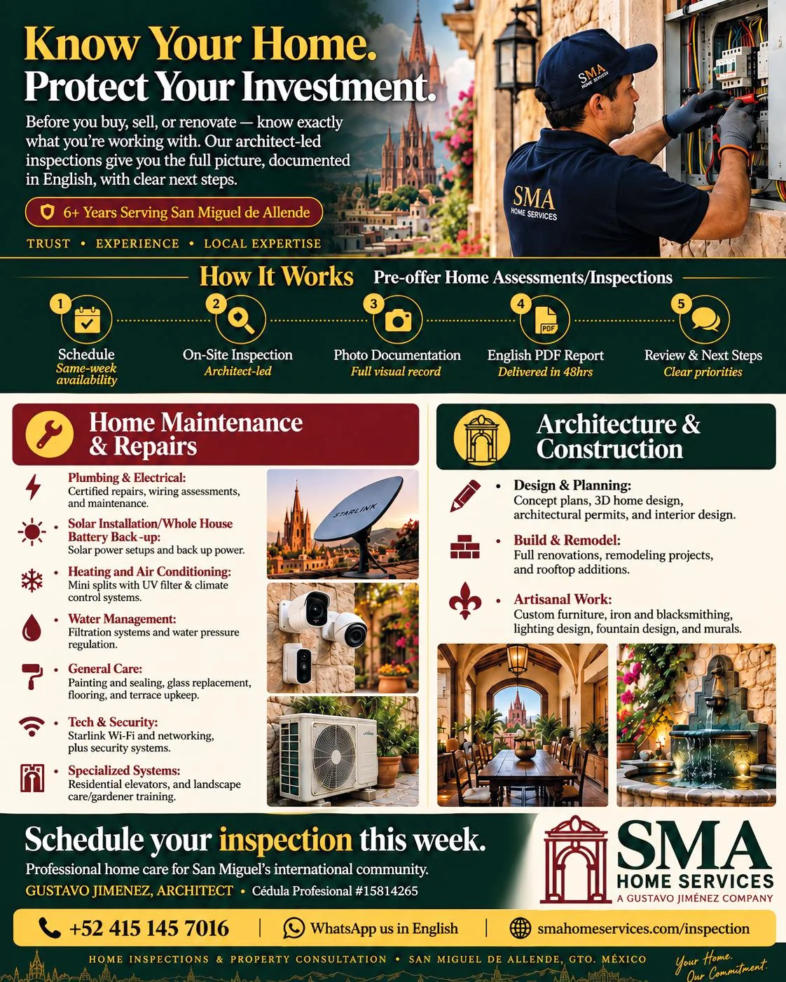 SMA Home Services inspection ad in the October issue of Atención News: Know Your Home, Protect Your Investment